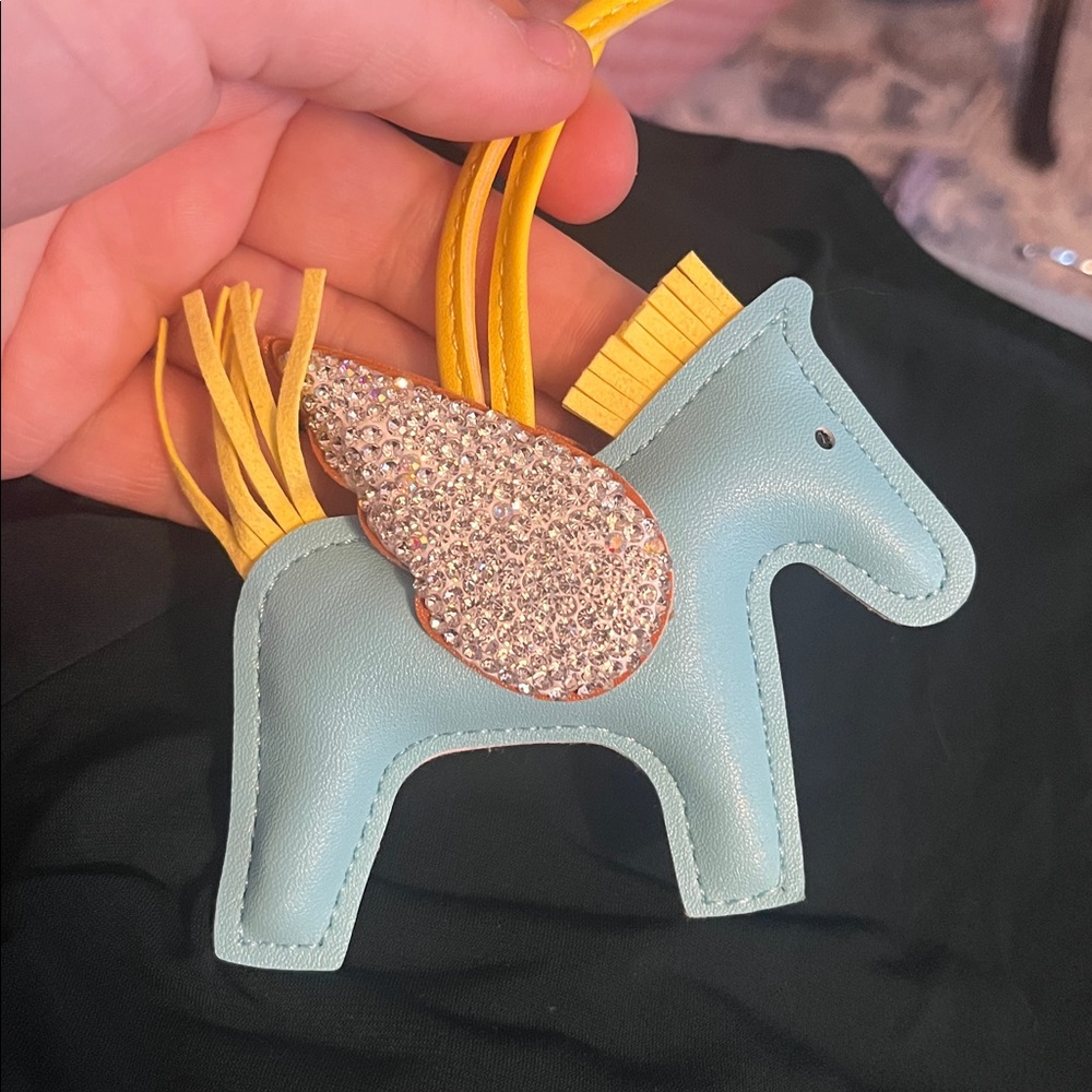 Blue and yellow Horse Bag Charm with sparkles ✨ - Picture 2 of 2